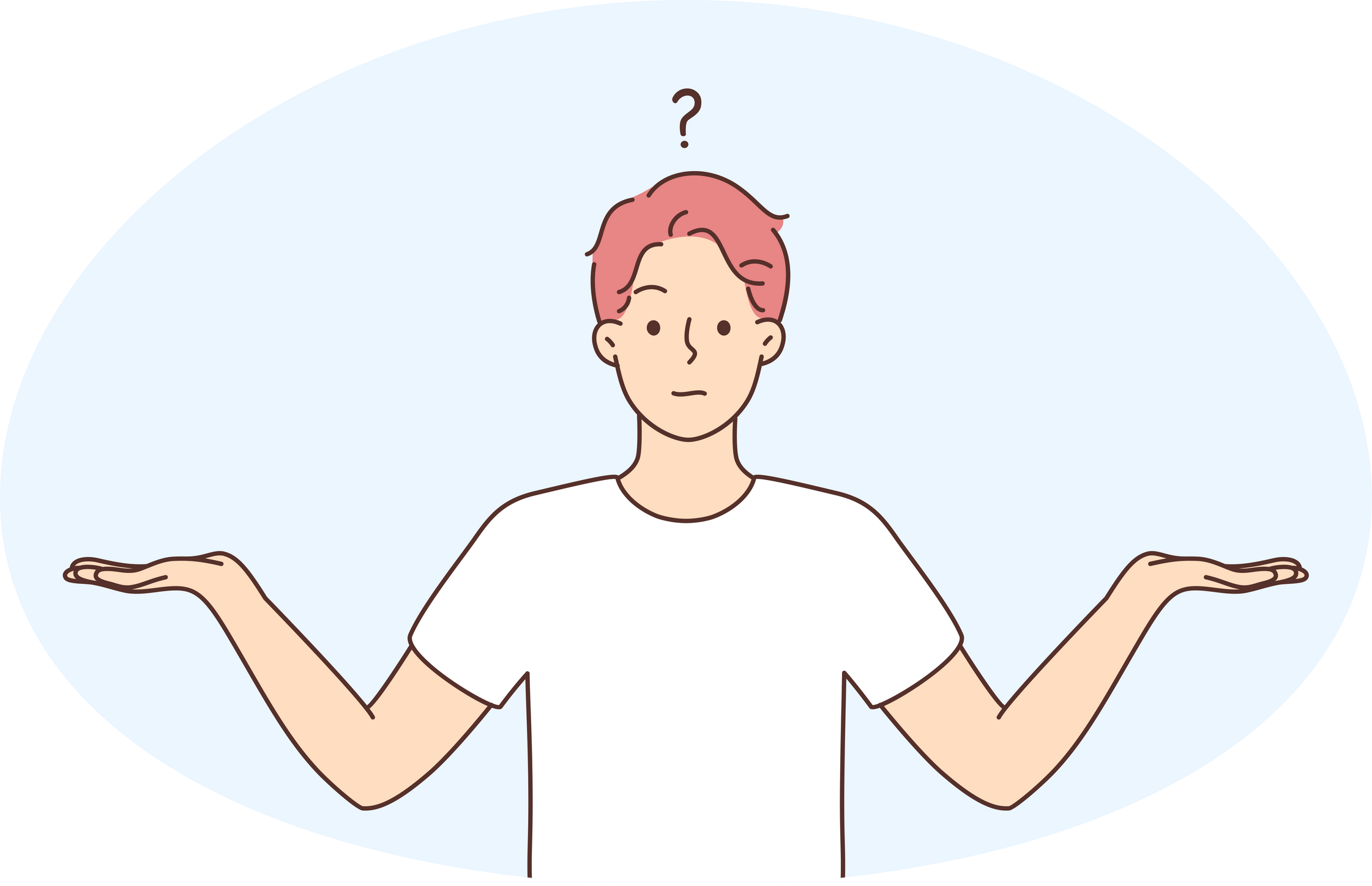 Confused man comparing options